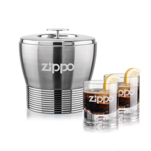 Corporate Gifts - Barware - Glasses Sets - Genoa Ice Bucket & Montana On-the-Rocks Set
