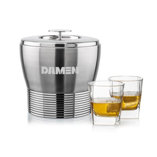 Corporate Gifts - Barware - Glasses Sets - Genoa Ice Bucket & Sterling On-the-Rocks Set