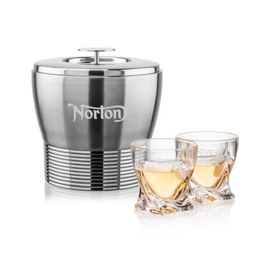 Corporate Gifts - Barware - Glasses Sets - Genoa Ice Bucket & Seneca On-the-Rocks Set