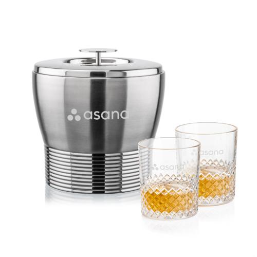 Corporate Gifts - Barware - Glasses Sets - Genoa Ice Bucket & Tacoma On-the-Rocks Set