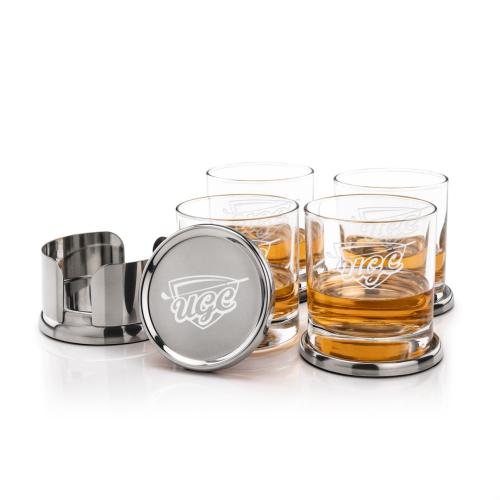 Corporate Gifts - Barware - Glasses Sets - Baldoni Coasters & Aristocrat On-the-Rocks Set