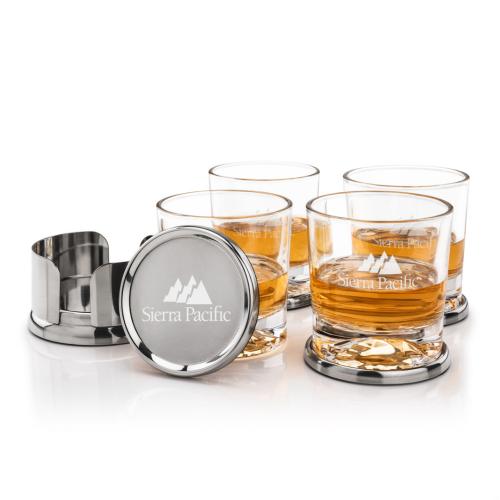 Corporate Gifts - Barware - Glasses Sets - Baldoni Coasters & Hadley On-the-Rocks Set