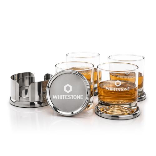 Corporate Gifts - Barware - Glasses Sets - Baldoni Coasters & Marbella On-the-Rocks Set