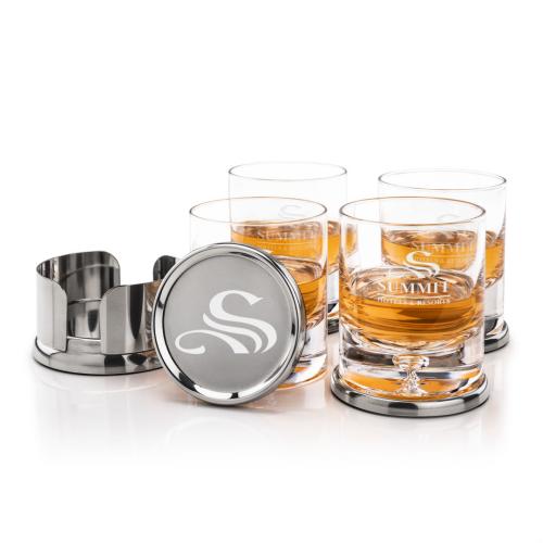 Corporate Gifts - Barware - Glasses Sets - Baldoni Coasters & Montana On-the-Rocks Set