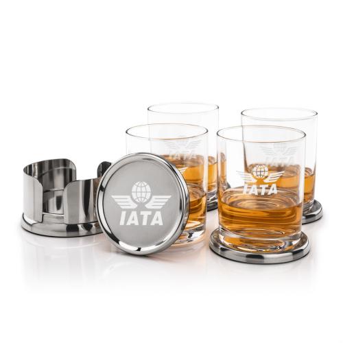 Corporate Gifts - Barware - Glasses Sets - Baldoni Coasters & Monterey On-the-Rocks Set