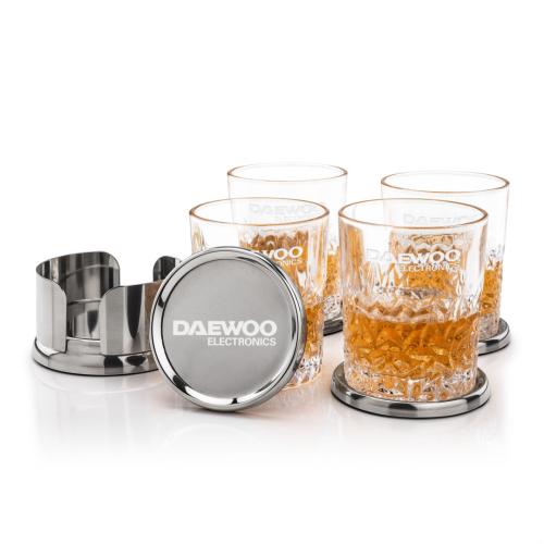 Corporate Gifts - Barware - Glasses Sets - Baldoni Coasters & Oakham On-the-Rocks Set