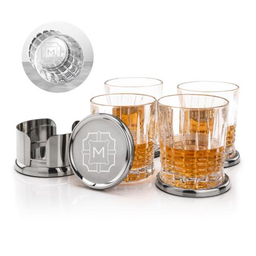 Corporate Gifts - Barware - Glasses Sets - Baldoni Coasters & Princeton On-the-Rocks Set