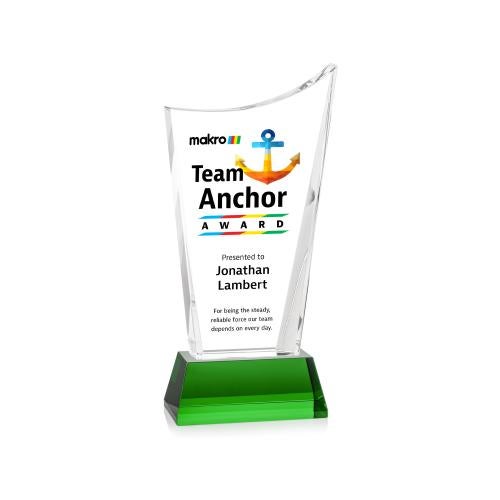 Recognition Awards - Crystal Awards - Burnett VividPrint&trade; Award on Newhaven Base - Green