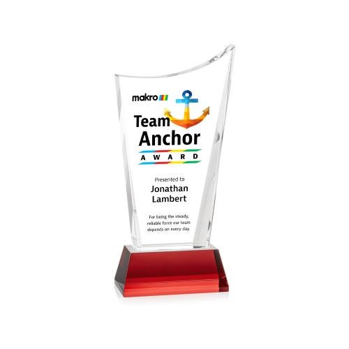 Recognition Awards - Crystal Awards - Burnett VividPrint&trade; Award on Newhaven Base - Red