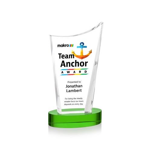 Recognition Awards - Crystal Awards - Burnett VividPrint&trade; Award on Alberton Base - Green
