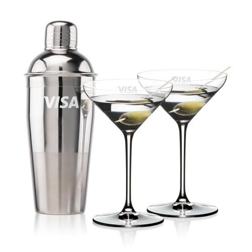 Corporate Gifts - Barware - Glasses Sets - Catania Shaker & RIEDEL Martini Set