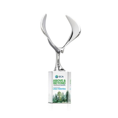 Recognition Awards - Crystal Awards - Maverick Eagle VividPrint&trade; Award on Dakota Base - Clear