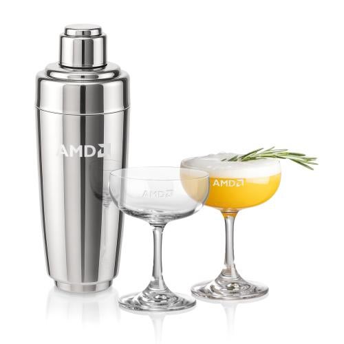 Corporate Gifts - Barware - Glasses Sets - Pescara Shaker & Mauritius Cocktail Set