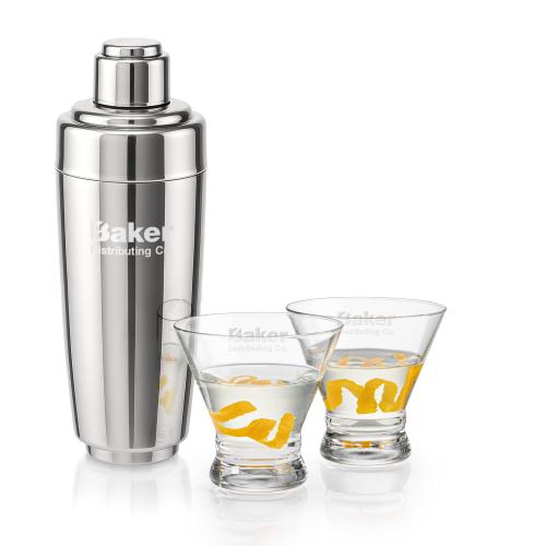 Corporate Gifts - Barware - Glasses Sets - Pescara Shaker & Rideau Martini Set