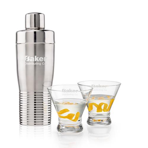 Corporate Gifts - Barware - Glasses Sets - Genoa Shaker & Rideau Martini Set