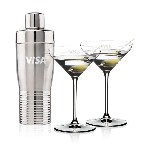 Corporate Gifts - Barware - Glasses Sets - Genoa Shaker & RIEDEL Martini Set