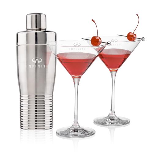 Corporate Gifts - Barware - Glasses Sets - Genoa Shaker & Santiago Martini Set