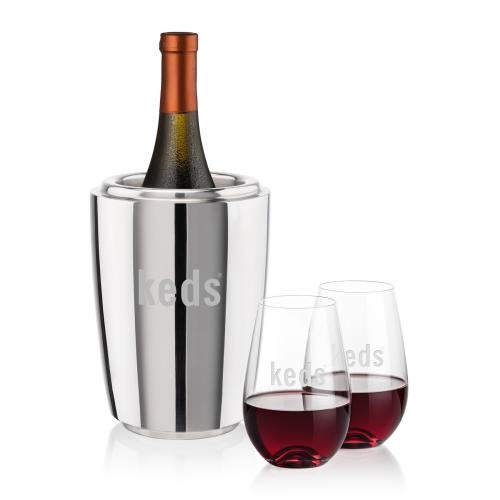 Corporate Gifts - Barware - Wine & Champagne - Wine Coolers - Pescara Wine Cooler & Boston Stemless Wine Set