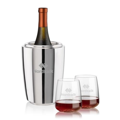 Corporate Gifts - Barware - Wine & Champagne - Wine Coolers - Pescara Wine Cooler & Dunhill Stemless Wine Set