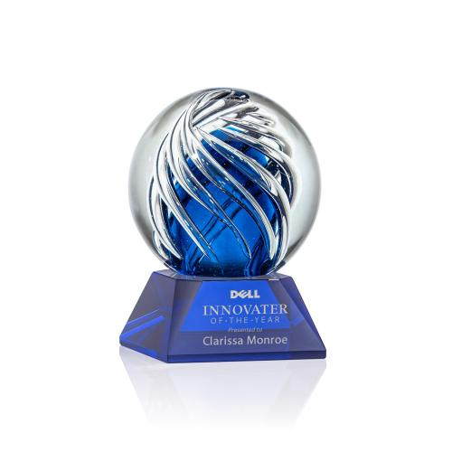 Recognition Awards - Glass Awards - Art Glass Awards - Genista Award on Sheffield Base - Blue
