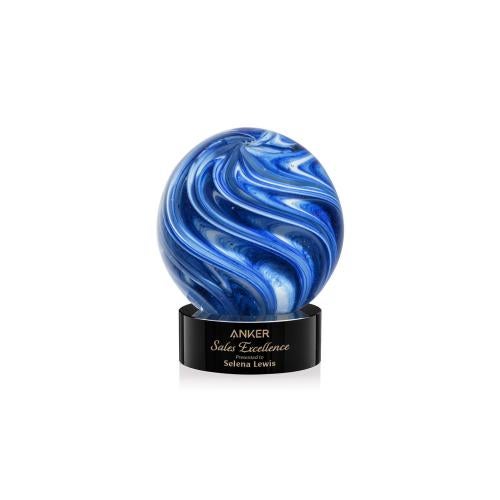 Recognition Awards - Glass Awards - Art Glass Awards - Naples Award on Stanrich Base - Black