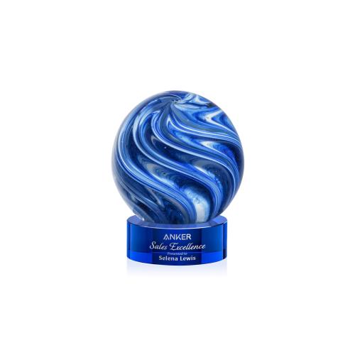 Recognition Awards - Glass Awards - Art Glass Awards - Naples Award on Stanrich Base - Blue