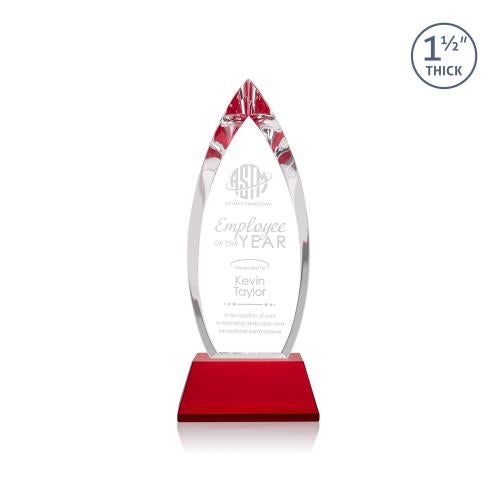 Recognition Awards - Crystal Awards - Fortier Award on Entwhistle Base - Red
