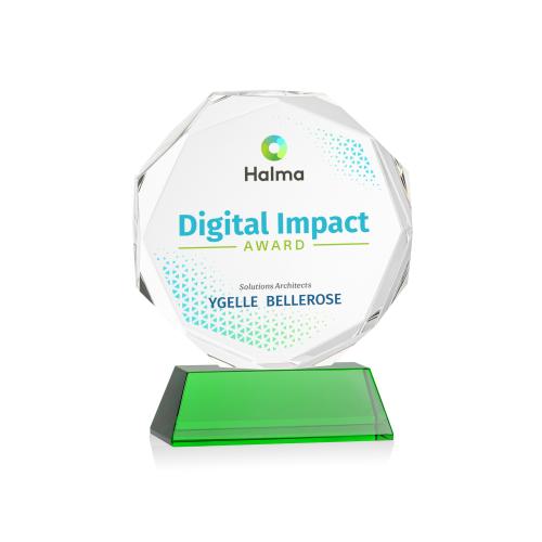 Recognition Awards - Crystal Awards - Acadian VividPrint&trade; Award on Newhaven Base - Green