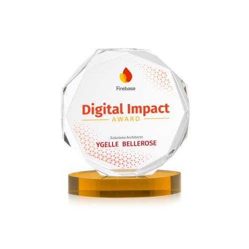 Recognition Awards - Crystal Awards - Acadian VividPrint&trade; Award on Alberton Base - Amber