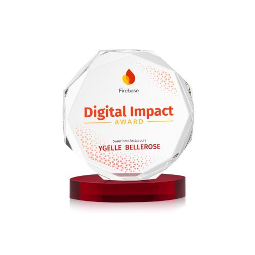 Recognition Awards - Crystal Awards - Acadian VividPrint&trade; Award on Alberton Base - Red