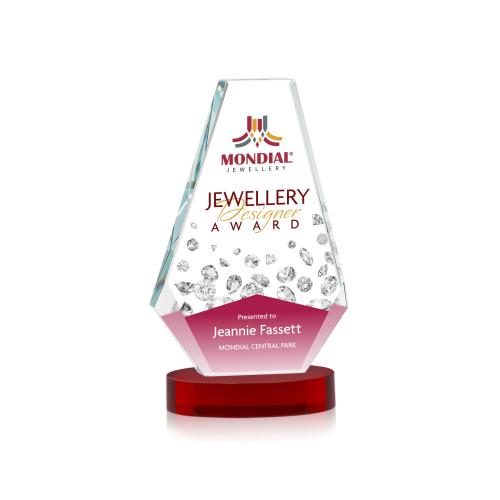 Recognition Awards - Crystal Awards - Kingsley VividPrint&trade; Award on Alberton Base - Red
