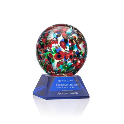 Recognition Awards - Glass Awards - Art Glass Awards - Fantasia Award on Sheffield Base - Blue