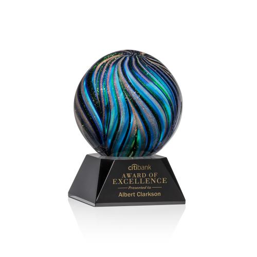 Recognition Awards - Glass Awards - Art Glass Awards - Malton Award on Sheffield Base - Black