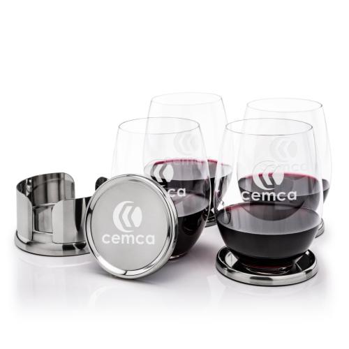 Corporate Gifts - Barware - Glasses Sets - Baldoni Coasters & RIEDEL Stemless Wine Set