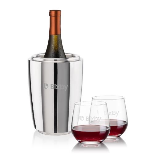 Corporate Gifts - Barware - Glasses Sets - Pescara Wine Cooler & Garland Stemless Wine Set