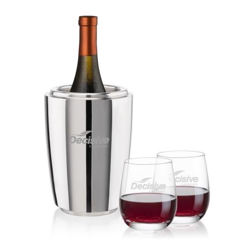 Corporate Gifts - Barware - Glasses Sets - Pescara Wine Cooler & Salem Stemless Wine Set