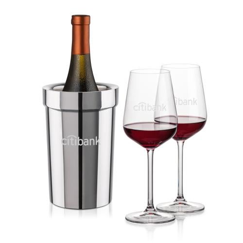 Corporate Gifts - Barware - Wine & Champagne - Wine Glasses - Milano Wine Cooler & Elderwood Wine Set