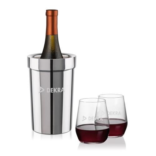 Corporate Gifts - Barware - Wine & Champagne - Wine Coolers - Milano Wine Cooler & Germain Stemless Wine Set