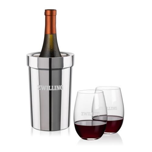 Corporate Gifts - Barware - Wine & Champagne - Wine Glasses - Milano Wine Cooler & Laurent Stemless Wine Set