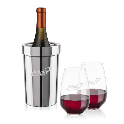 Corporate Gifts - Barware - Wine & Champagne - Wine Coolers - Milano Wine Cooler & Oldham Stemless Wine Set