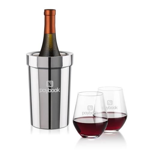 Corporate Gifts - Barware - Wine & Champagne - Wine Coolers - Milano Wine Cooler & Reina Stemless Wine Set