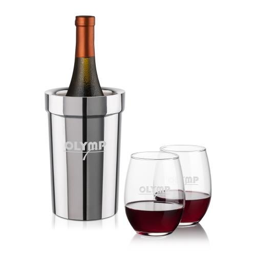 Corporate Gifts - Barware - Wine & Champagne - Wine Coolers - Milano Wine Cooler & Stanford Stemless Wine Set