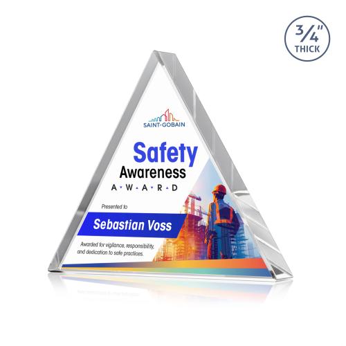 Recognition Awards - Crystal Awards - Adler Triangle VividPrint&trade; Award - Clear
