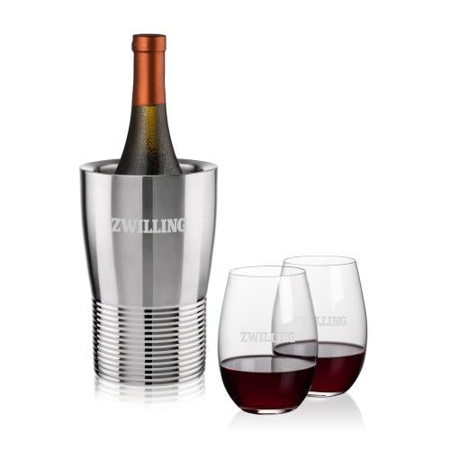 Corporate Gifts - Barware - Wine & Champagne - Wine Coolers - Genoa Wine Cooler & Laurent Stemless Wine Set