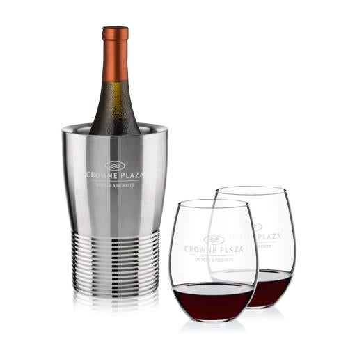 Corporate Gifts - Barware - Glasses Sets - Genoa Wine Cooler & RIEDEL Stemless Wine Set