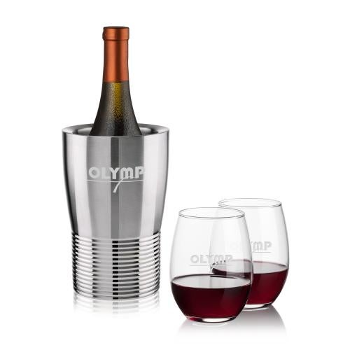 Corporate Gifts - Barware - Wine & Champagne - Wine Coolers - Genoa Wine Cooler & Stanford Stemless Wine Set