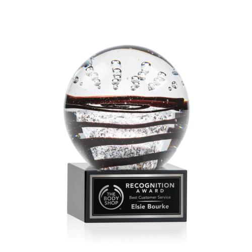 Recognition Awards - Glass Awards - Art Glass Awards - Serenity Award on Hancock Base - Black