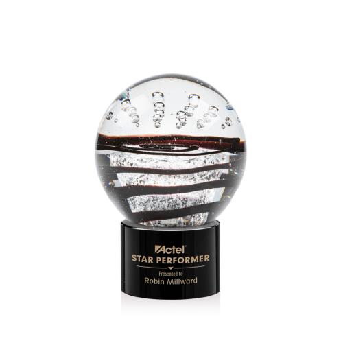 Recognition Awards - Glass Awards - Art Glass Awards - Serenity Award on Marvel Base - Black