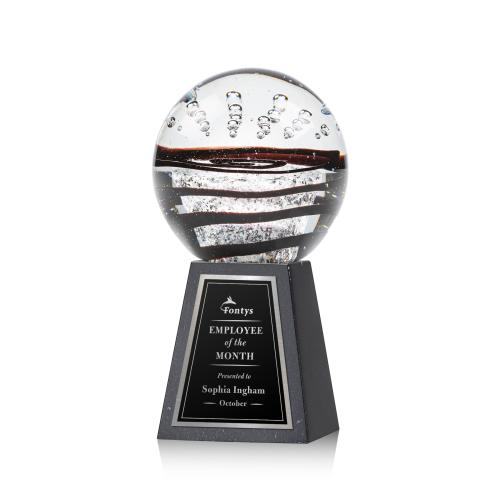 Recognition Awards - Glass Awards - Art Glass Awards - Serenity Award on Tall Marble - Black
