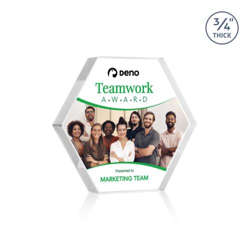 Recognition Awards - Crystal Awards - Gilford Hexagon VividPrint&trade; Award - Clear